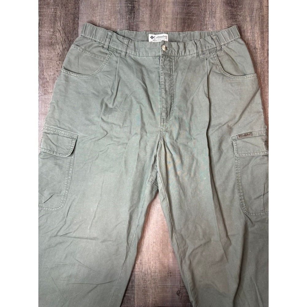 Columbia Mens 38x34 Cargo Pants Sage Green AM8460 Elastic Waist Outdoor Hiking